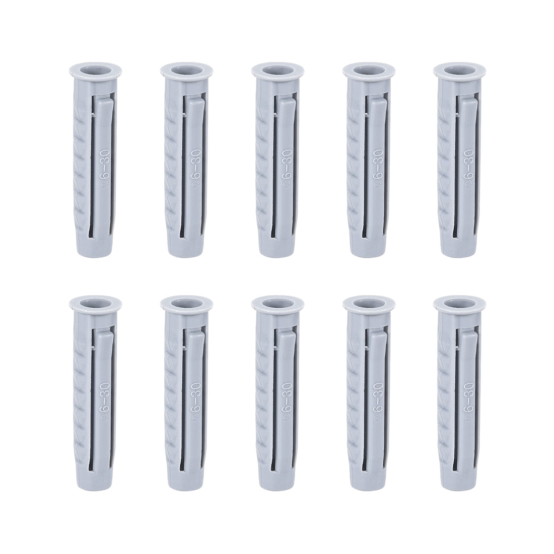 uxcell Uxcell 6x30mm Plastic Expansion Tube Bolts Column Frame Fixings Gray 60pcs