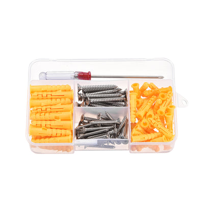 Harfington Uxcell Plastic Expansion Tube Screw Assortment Kit for Drywall Yellow 100pcs