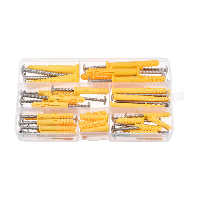 Harfington Uxcell Plastic Expansion Tube Screw Assortment Kit for Drywall Yellow 1 Set