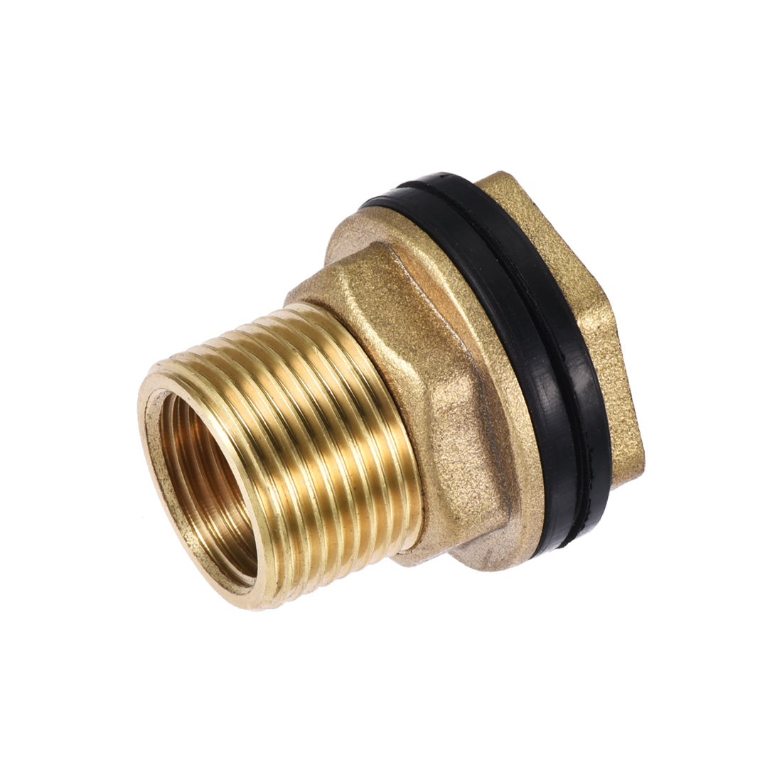 Uxcell Uxcell Bulkhead Fitting, BSPT3/8 Female G1/2 Male, Tube Adaptor Pipe Fitting with Silicone Gaskets, for Water Tanks, Brass