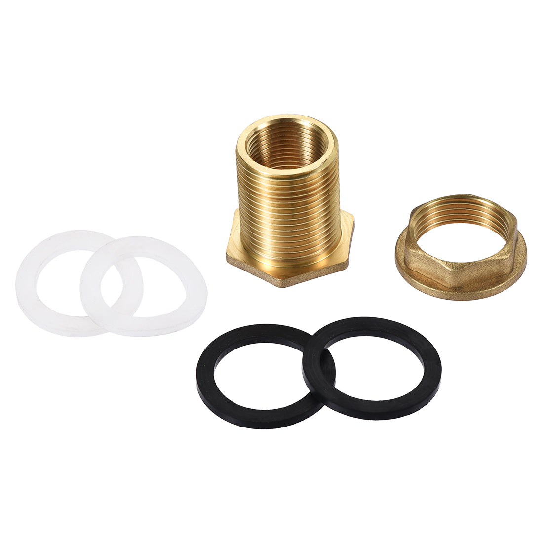 Uxcell Uxcell Bulkhead Fitting, BSPT3/8 Female G1/2 Male, Tube Adaptor Pipe Fitting with Silicone Gaskets, for Water Tanks, Brass