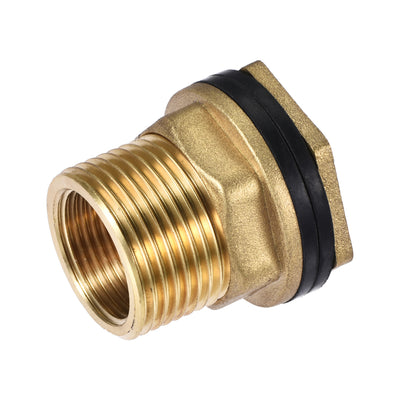 Harfington Uxcell Bulkhead Fitting, BSPT3/8 Female G1/2 Male, Tube Adaptor Pipe Fitting with Silicone Gaskets, for Water Tanks, Brass