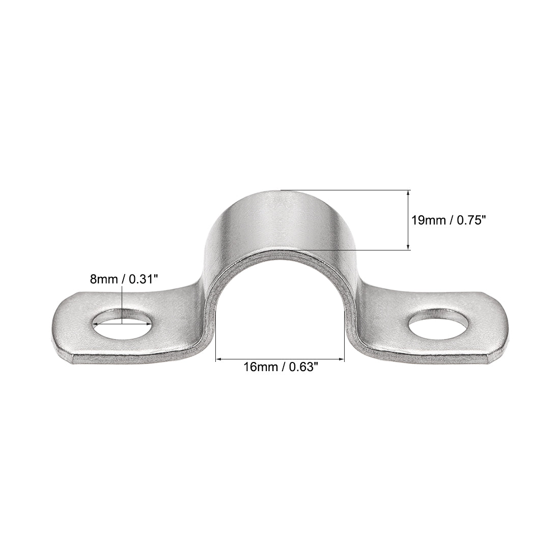 uxcell Uxcell Rigid Pipe Strap, 2 Holes Tube Straps 304 Stainless Steel Tension Tube Clamp 8pcs