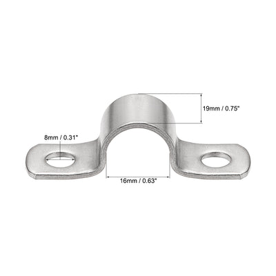 Harfington Uxcell Rigid Pipe Strap, 2 Holes Tube Straps 304 Stainless Steel Tension Tube Clamp 8pcs