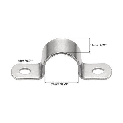 Harfington Uxcell Rigid Pipe Strap, 2 Holes Tube Straps 304 Stainless Steel Tension Tube Clamp 4pcs