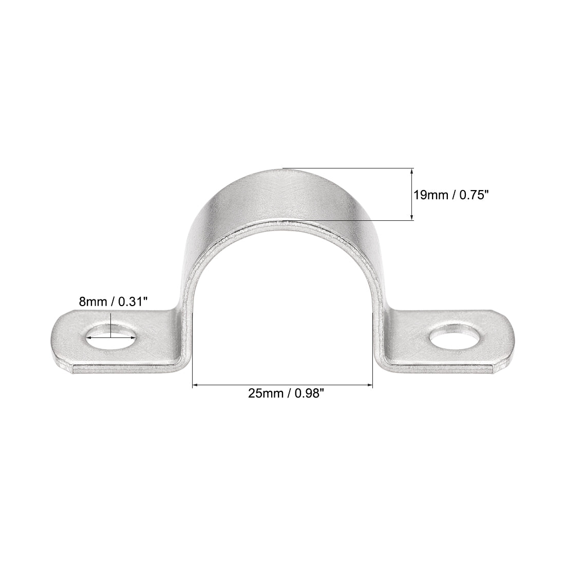 uxcell Uxcell Rigid Pipe Strap, 2 Holes Tube Straps 304 Stainless Steel Tension Tube Clamp 2pcs