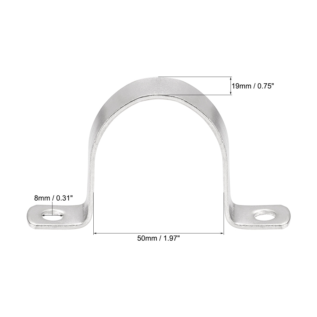 uxcell Uxcell Rigid Pipe Strap, 2 Holes Tube Straps 304 Stainless Steel Tension Tube Clamp 2pcs