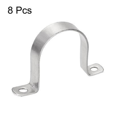 Harfington Uxcell Rigid Pipe Strap, 2 Holes Tube Straps 304 Stainless Steel Tension Tube Clamp 8pcs