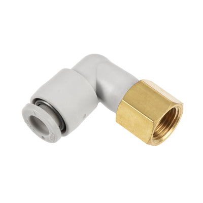 Harfington Uxcell Pneumatic Push to Connect Tube Fittings Elbow 6mm Tube OD x 1/8PT Female 2Pcs