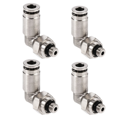 Harfington Uxcell Push to Connect Tube Fitting 4mm Tube to M5 Male Elbow L Shape 2Pcs
