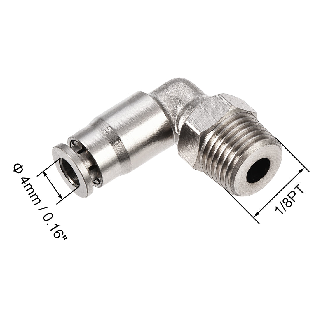 Uxcell Uxcell Push to Connect Tube Fitting 4mm Tube to 1/8PT Male Elbow L Shape