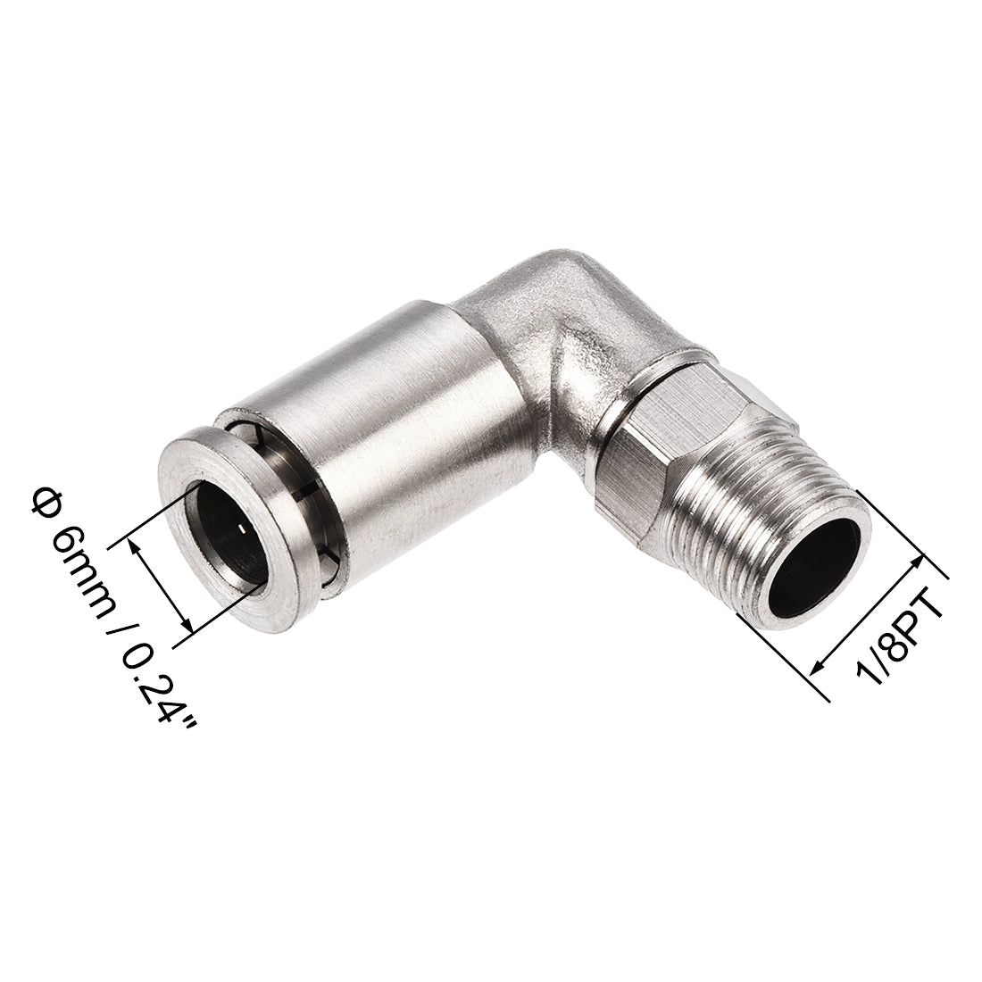 Uxcell Uxcell Push to Connect Tube Fitting 4mm Tube to 1/8PT Male Elbow L Shape