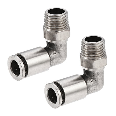 Harfington Uxcell Push to Connect Tube Fitting 6mm Tube to 1/4PT Male Elbow L Shape