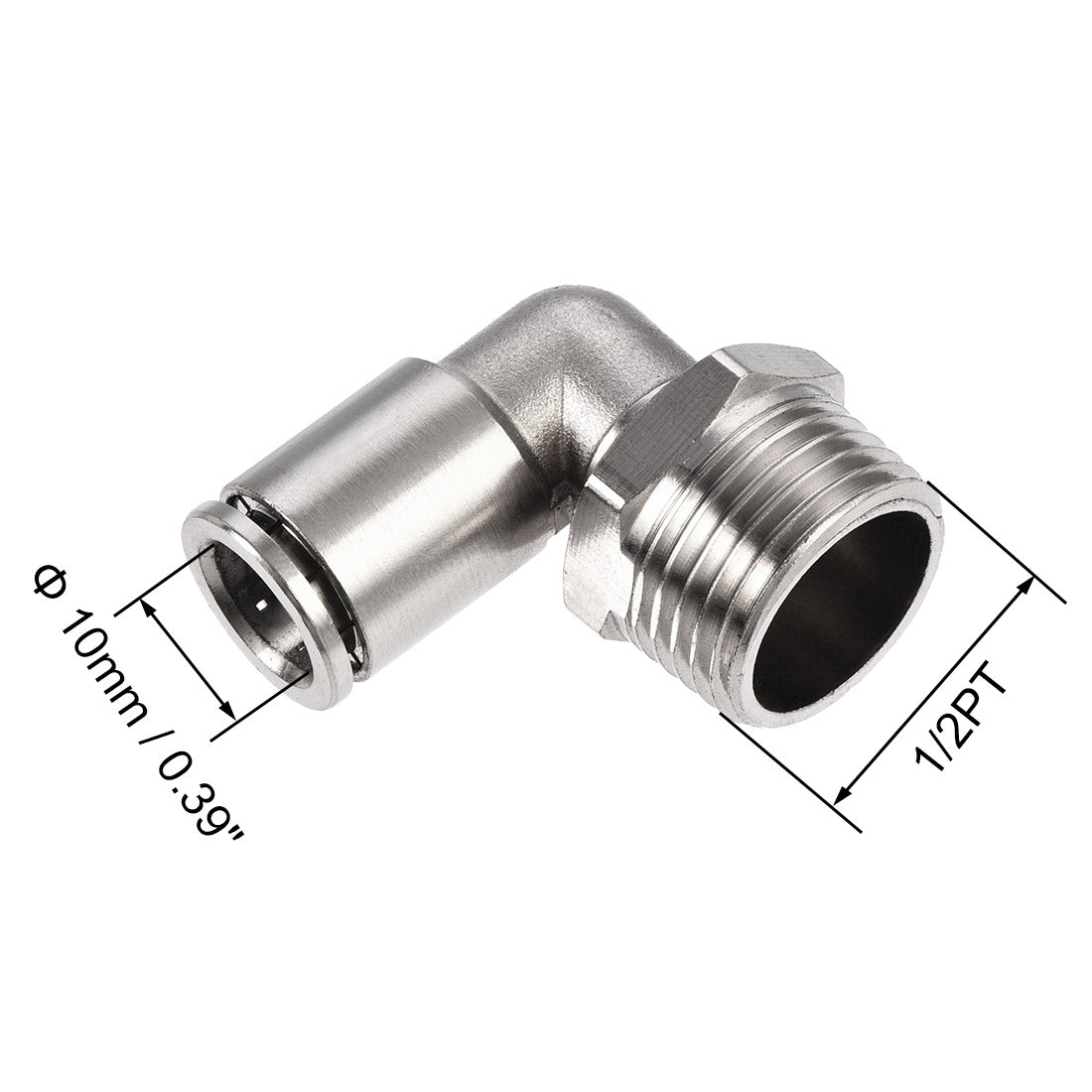 Uxcell Uxcell Push to Connect Tube Fitting 6mm Tube to 1/2PT Male Elbow L Shape