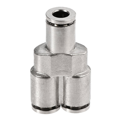 Harfington Uxcell Push to Connect Fittings Y Type Connect 6mm OD Tube Fittings Silver Tone 2Pcs