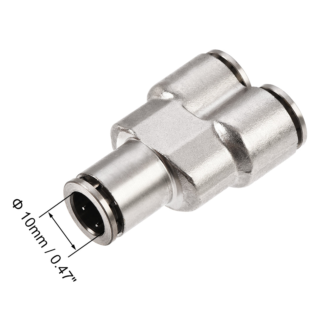 uxcell Uxcell Push To Connect Fittings Y Type Tube Connect 10mm OD Tube Fittings Push Lock Silver Tone