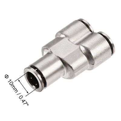 Harfington Uxcell Push To Connect Fittings Y Type Tube Connect 10mm OD Tube Fittings Push Lock Silver Tone