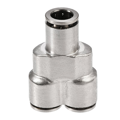 Harfington Uxcell Push To Connect Fittings Y Type Tube Connect 10mm OD Tube Fittings Push Lock Silver Tone