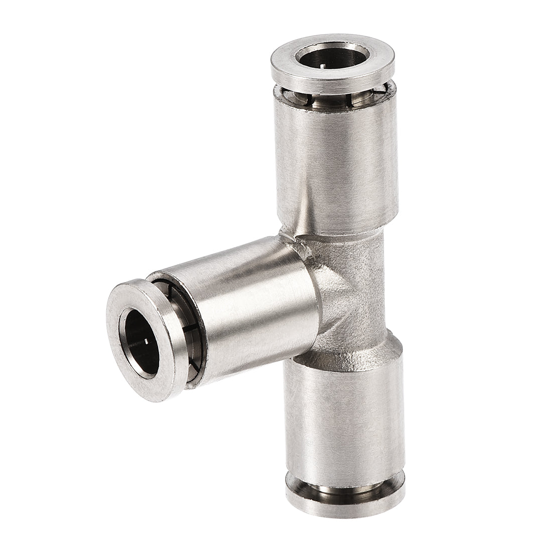 uxcell Uxcell Tee Push to Connect Tube Fittings 6mm OD Push Lock Nickel Plated Copper 2Pcs