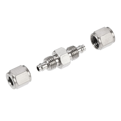 Harfington Uxcell Compression Tube Fitting Nickel Plating for 4mm Pneumatic Hose Tube 10pcs