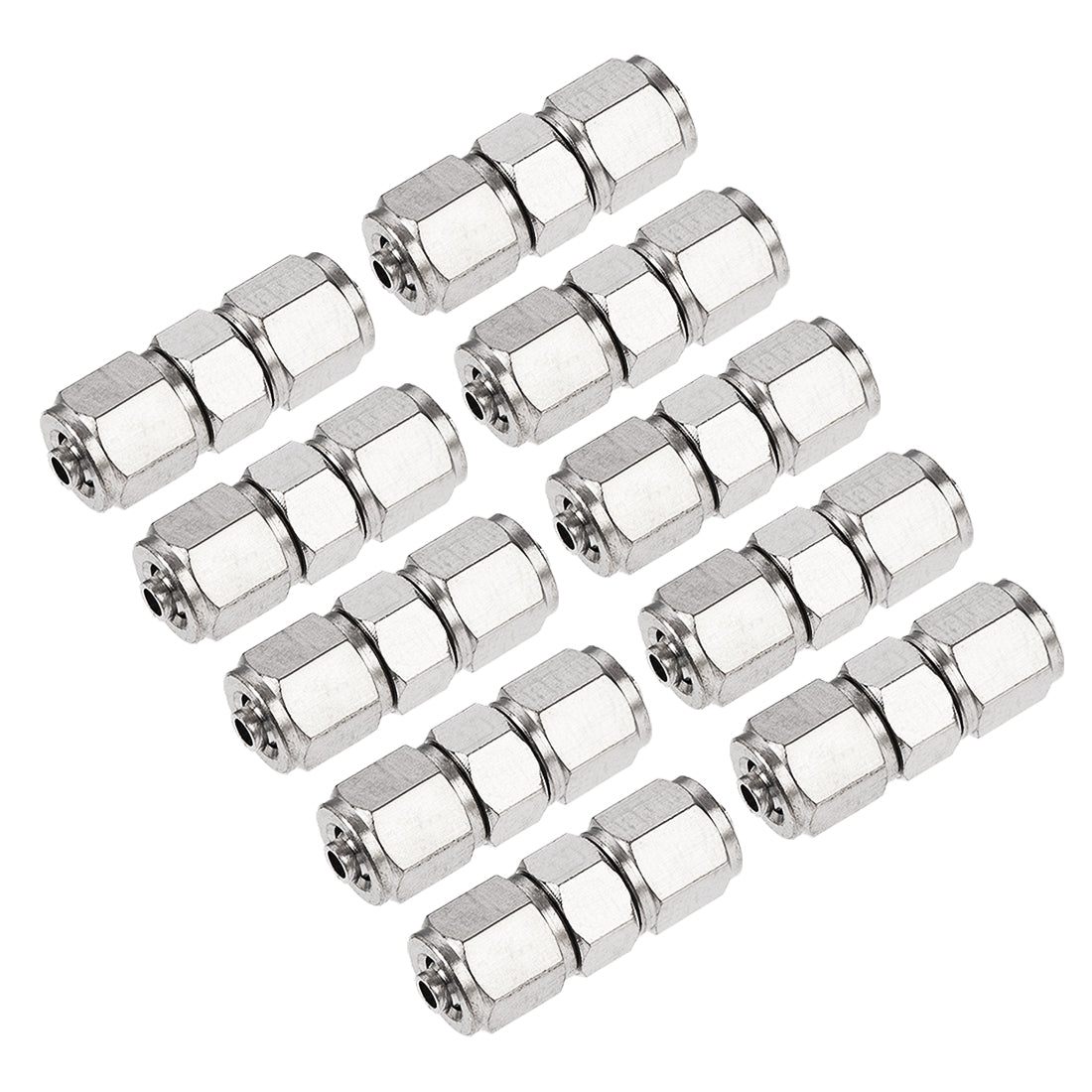 uxcell Uxcell Compression Tube Fitting Nickel Plating for 4mm Pneumatic Hose Tube 10pcs