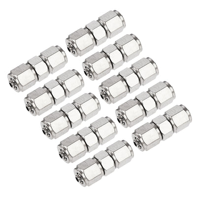 Harfington Uxcell Compression Tube Fitting Nickel Plating for 4mm Pneumatic Hose Tube 10pcs