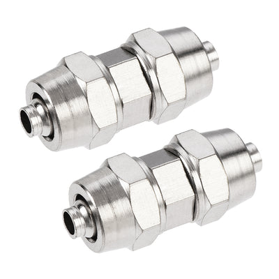 Harfington Uxcell Compression Tube Fitting Nickel Plating for 6mm Pneumatic Hose Tube 2pcs