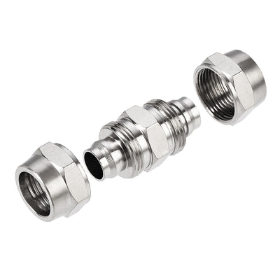 Harfington Uxcell Compression Tube Fitting Nickel Plating for 12mm Pneumatic Hose Tube 2pcs