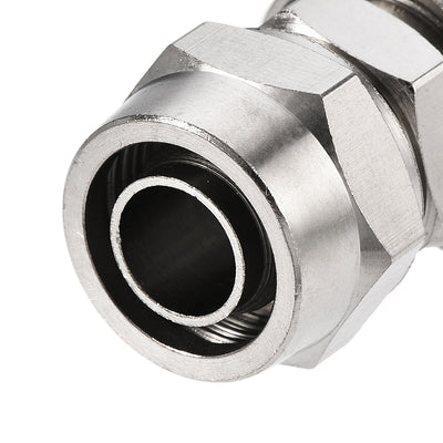 Harfington Uxcell Compression Tube Fitting Nickel Plating for 12mm Pneumatic Hose Tube 2pcs