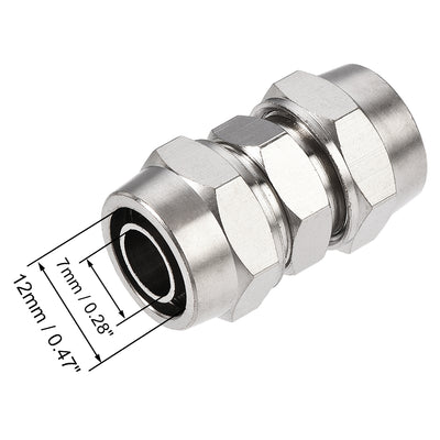 Harfington Uxcell Compression Tube Fitting Nickel Plating for 12mm Pneumatic Hose Tube 4pcs