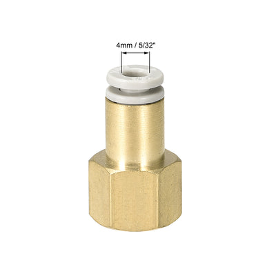 Harfington Uxcell Push to Connect Tube Fittings 4mm Tube OD x 1/8 PT Female Golden Tone 5Pcs