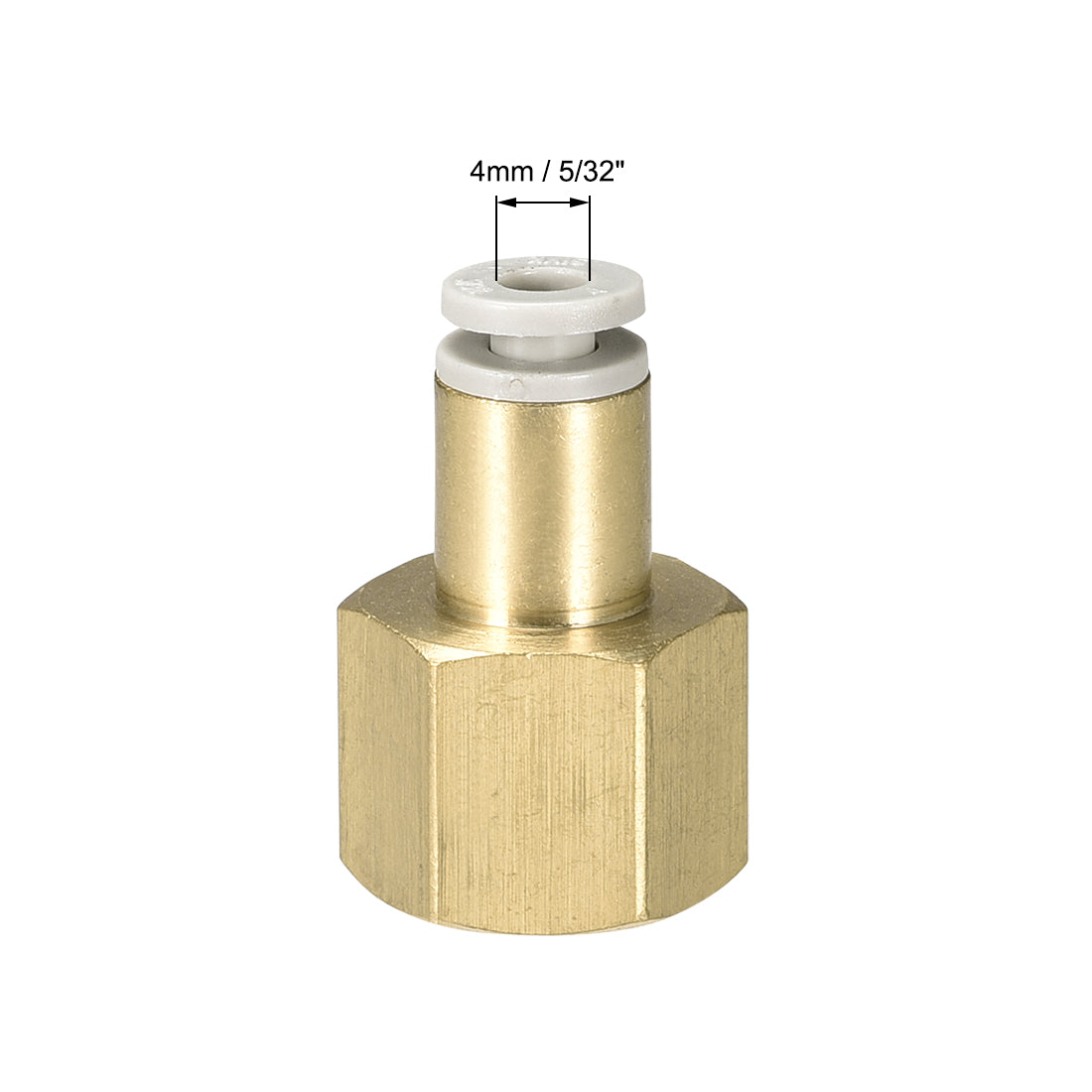uxcell Uxcell Push to Connect Tube Fittings 4mm Tube OD x 1/4 PT Female Golden Tone