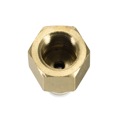Harfington Uxcell Push to Connect Tube Fittings 4mm Tube OD x 1/4 PT Female Golden Tone