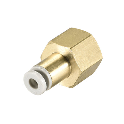 Harfington Uxcell Push to Connect Tube Fittings 4mm Tube OD x 1/4 PT Female Golden Tone