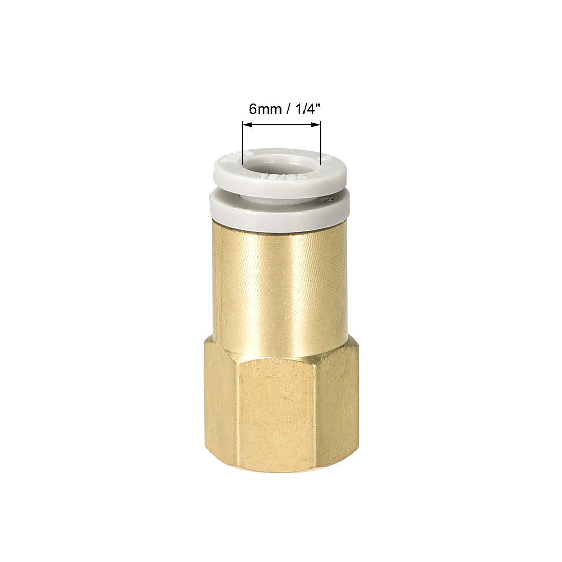 uxcell Uxcell Push to Connect Tube Fittings 6mm Tube OD x 1/8 PT Female Golden Tone 2Pcs