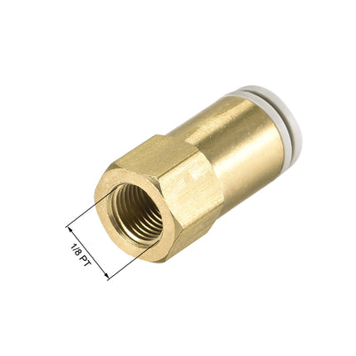 Harfington Uxcell Push to Connect Tube Fittings 8mm Tube OD x 1/8 PT Female Golden Tone 2Pcs