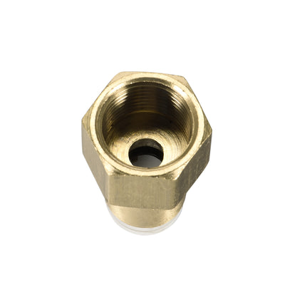 Harfington Uxcell Push to Connect Tube Fittings 8mm Tube OD x 3/8 PT Female Golden Tone 2Pcs
