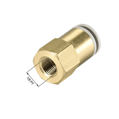 Harfington Uxcell Push to Connect Tube Fittings 10mm Tube OD x 1/8 PT Female Golden Tone 2Pcs