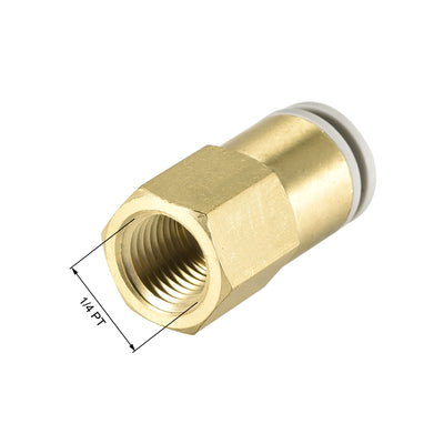 Harfington Uxcell Push to Connect Tube Fittings 10mm Tube OD x 1/4 PT Female Golden Tone