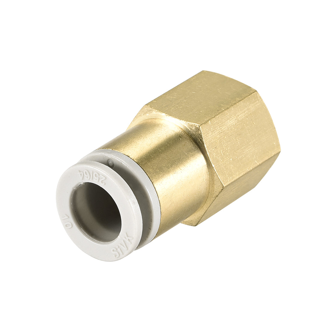 uxcell Uxcell Push to Connect Tube Fittings 10mm Tube OD x 3/8 PT Female Golden Tone