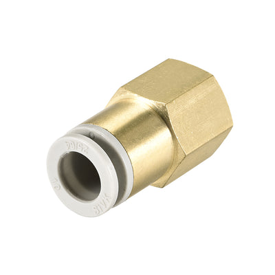 Harfington Uxcell Push to Connect Tube Fittings 10mm Tube OD x 3/8 PT Female Golden Tone