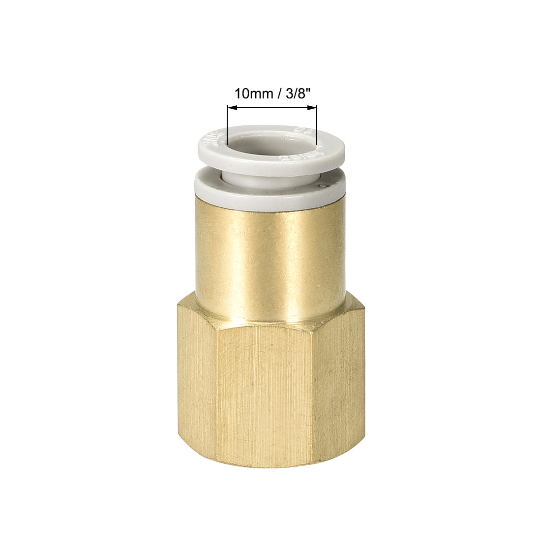uxcell Uxcell Push to Connect Tube Fittings 10mm Tube OD x 3/8 PT Female Golden Tone 2Pcs