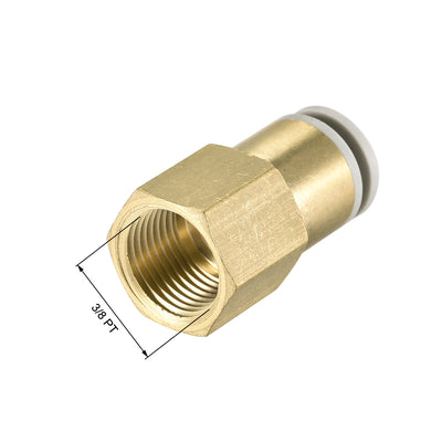 Harfington Uxcell Push to Connect Tube Fittings 10mm Tube OD x 3/8 PT Female Golden Tone 2Pcs
