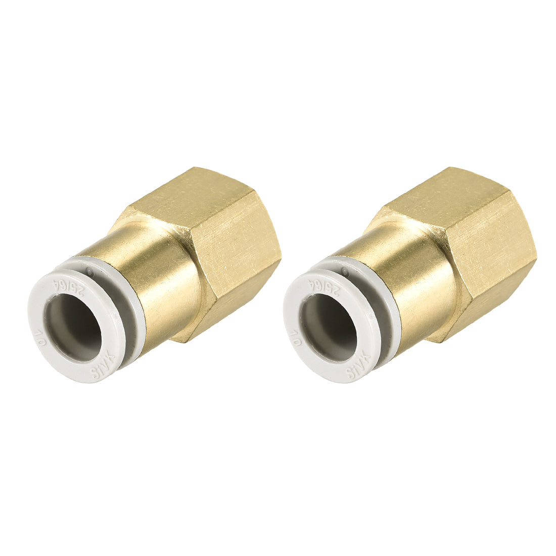 uxcell Uxcell Push to Connect Tube Fittings 10mm Tube OD x 3/8 PT Female Golden Tone 2Pcs
