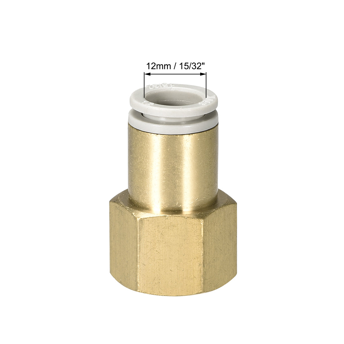 uxcell Uxcell Push to Connect Tube Fittings 12mm Tube OD x 1/2 PT Female Golden Tone 2Pcs