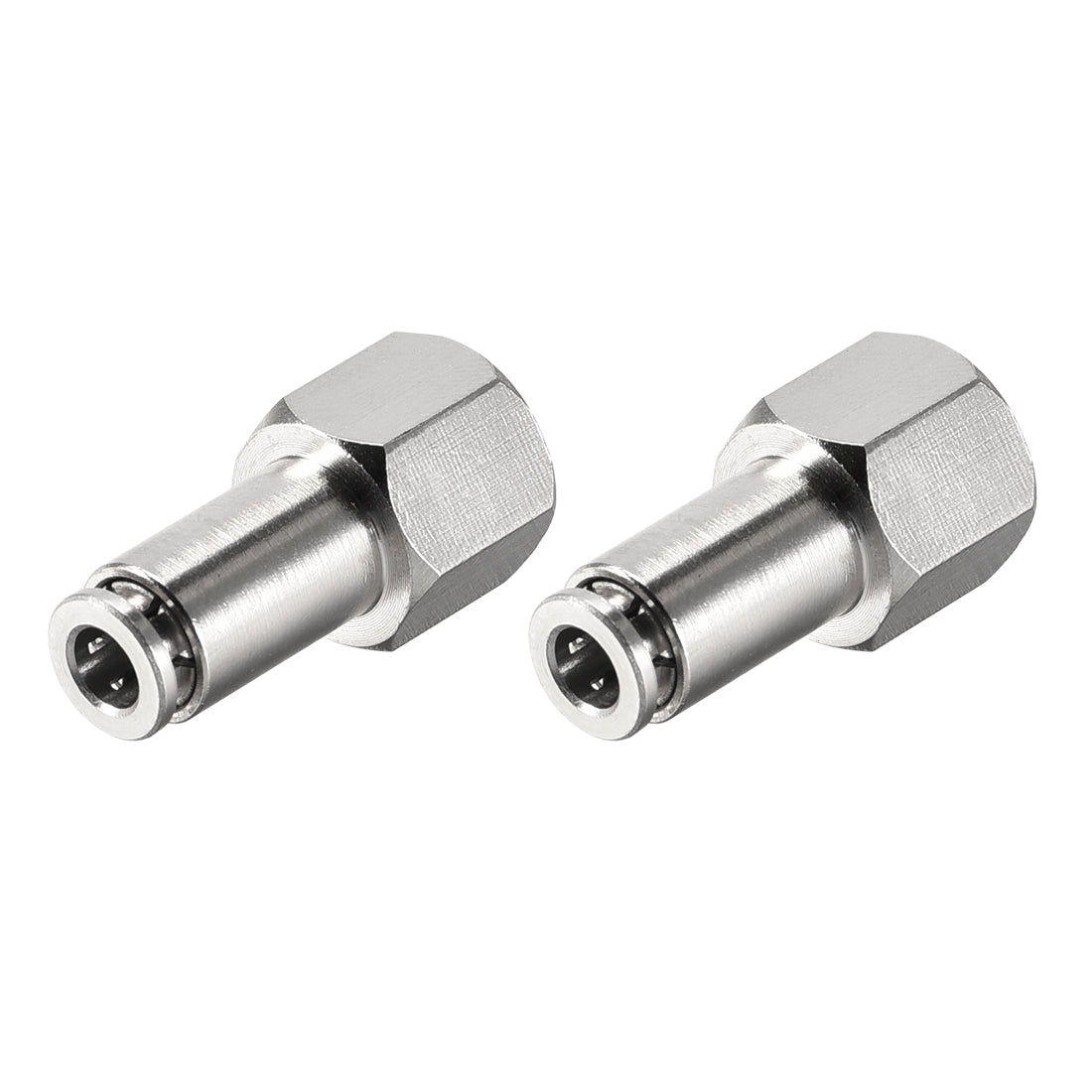 uxcell Uxcell Push to Connect Tube Fittings 4mm Tube OD x 1/8 PT Female Straight Pneumatic Connector Pipe Fitting Silver Tone 2Pcs