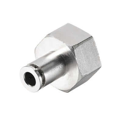 Harfington Uxcell Push to Connect Tube Fittings 6mm Tube OD x 1/2 PT Female Silver Tone