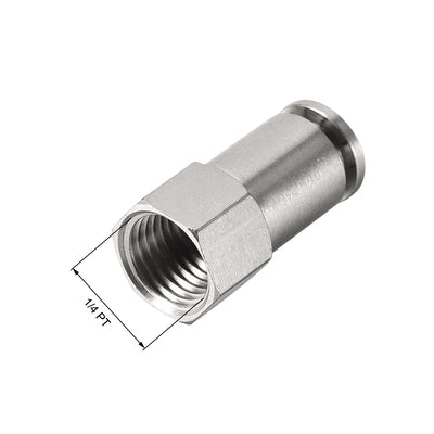 Harfington Uxcell Push to Connect Tube Fittings 8mm Tube OD x 1/4 PT Female Silver Tone 2Pcs