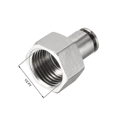 Harfington Uxcell Push to Connect Tube Fittings 8mm Tube OD x 1/2 PT Female Silver Tone