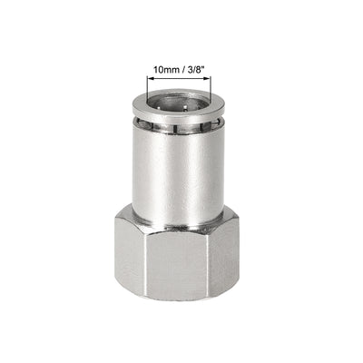 Harfington Uxcell Push to Connect Tube Fittings 10mm Tube OD x 3/8 PT Female Silver Tone 2Pcs